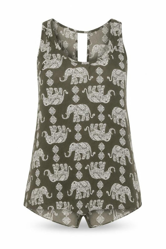 Apricot Womens Grey Geometric Polyester Basic Tank Size 8 Scoop Neck - Elephant