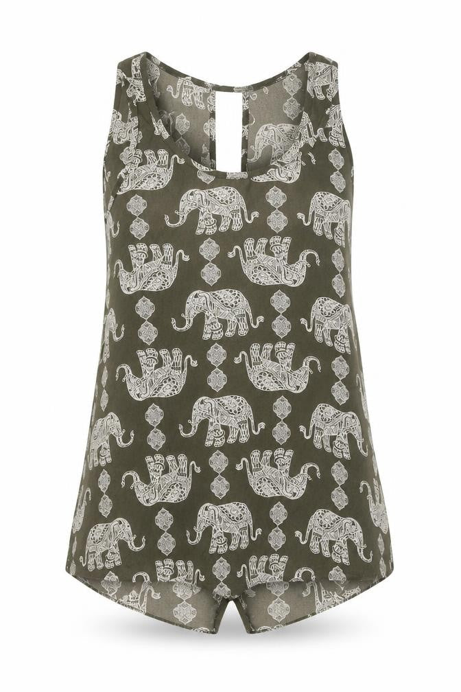 Apricot Womens Grey Geometric Polyester Basic Tank Size 8 Scoop Neck - Elephant