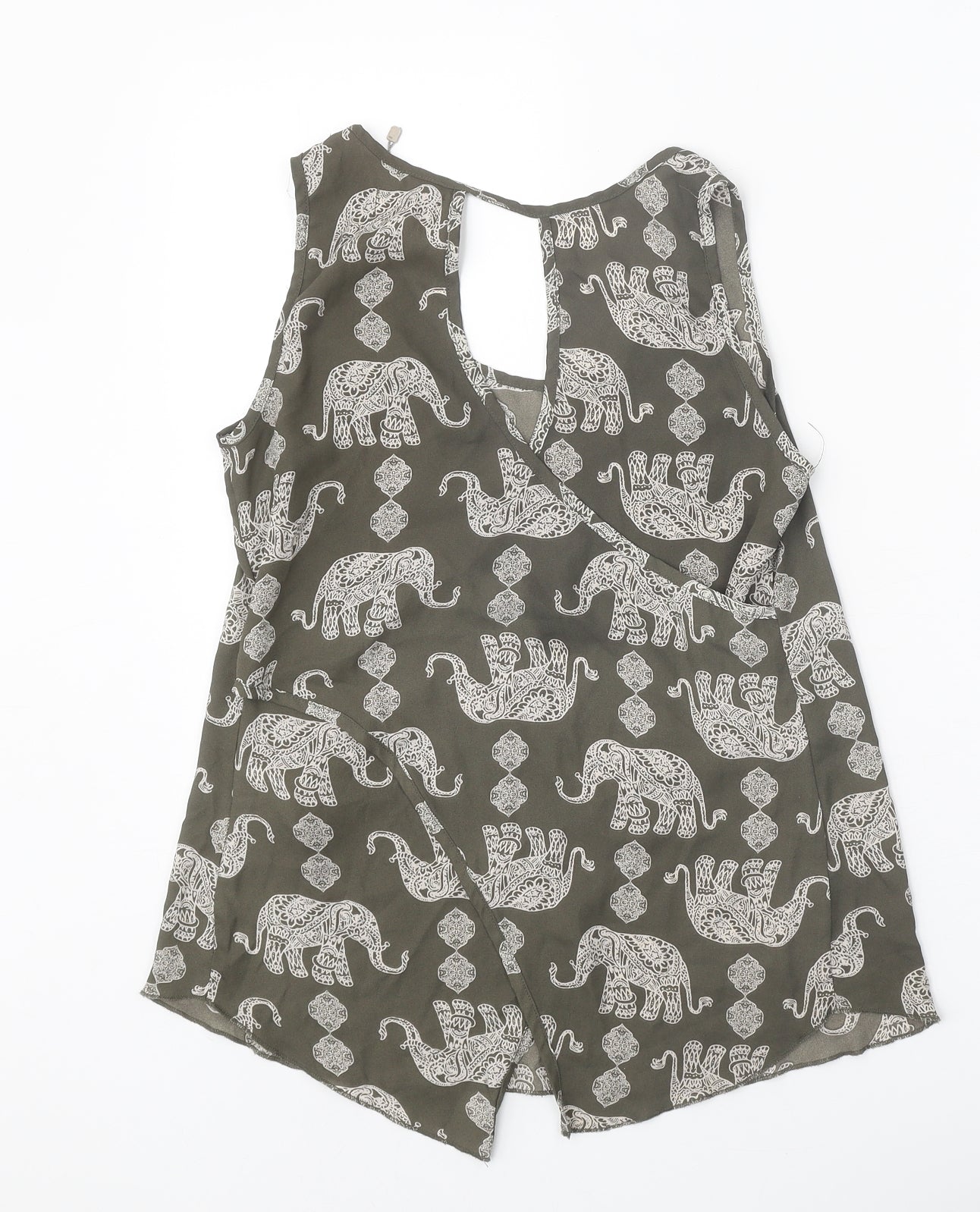 Apricot Womens Grey Geometric Polyester Basic Tank Size 8 Scoop Neck - Elephant