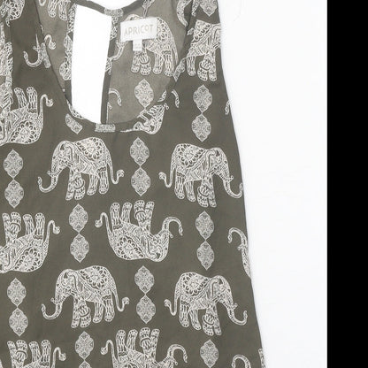 Apricot Womens Grey Geometric Polyester Basic Tank Size 8 Scoop Neck - Elephant