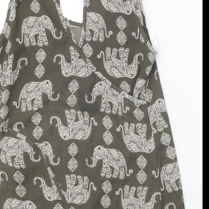 Apricot Womens Grey Geometric Polyester Basic Tank Size 8 Scoop Neck - Elephant