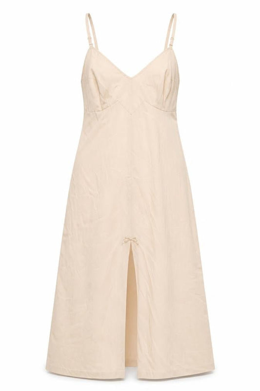 Vassarette Womens Beige Nylon Slip Dress Size 8 V-Neck Pullover
