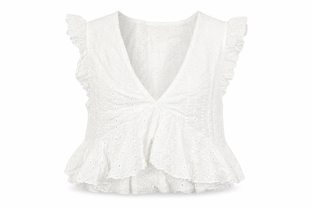 Nakd Womens White 100% Cotton Basic Blouse Size 8 V-Neck