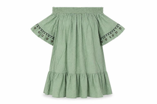 F&F Womens Green Geometric 100% Cotton Trapeze & Swing Size S Off the Shoulder Pullover