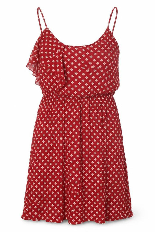 Pimkie Womens Red Geometric Viscose Tank Dress Size XS Scoop Neck Pullover