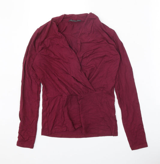Spirit Womens Red Viscose Basic Blouse Size XS V-Neck