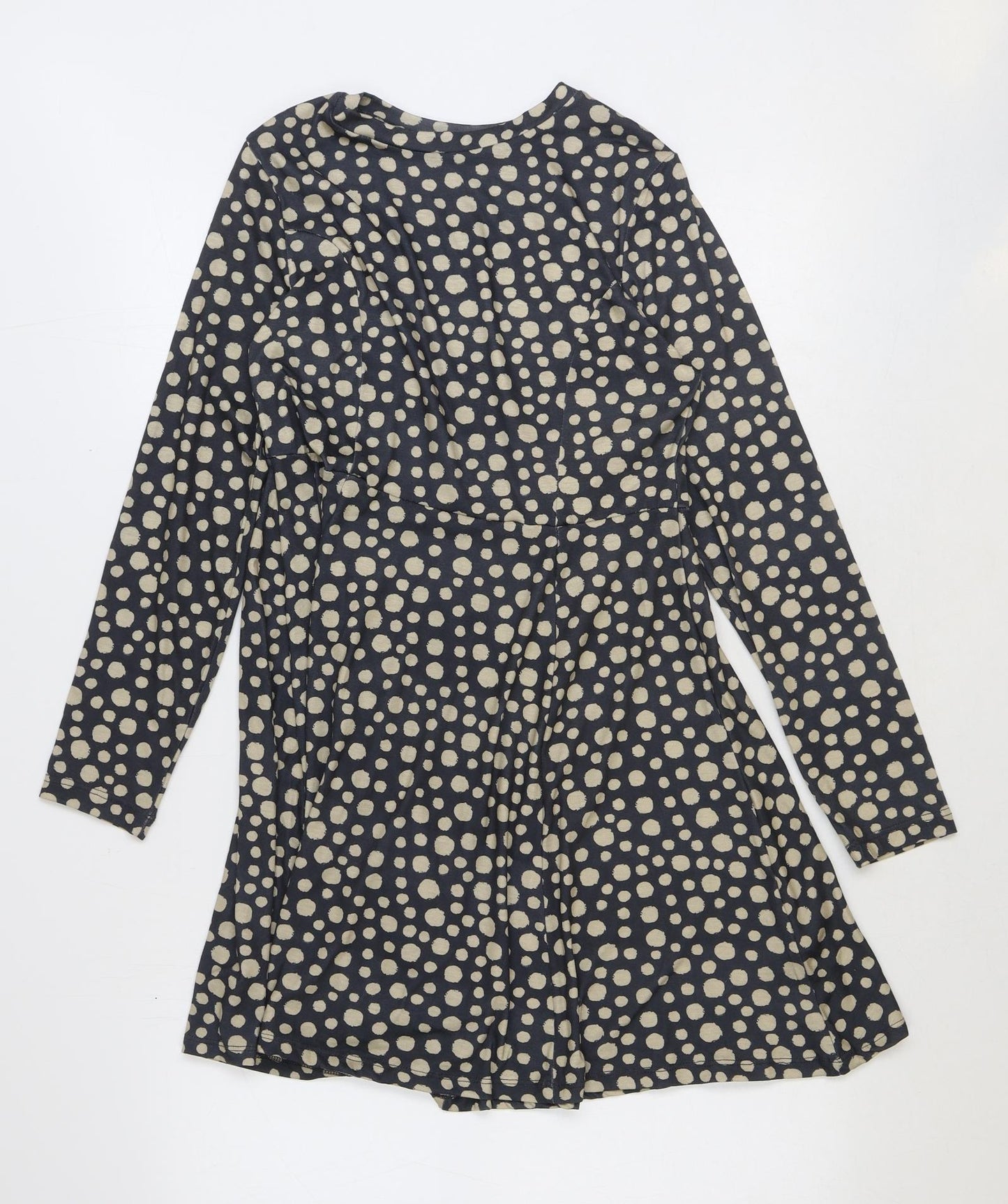 Primark Womens Black Polka Dot Polyester Trapeze & Swing Size 10 Round Neck Pullover