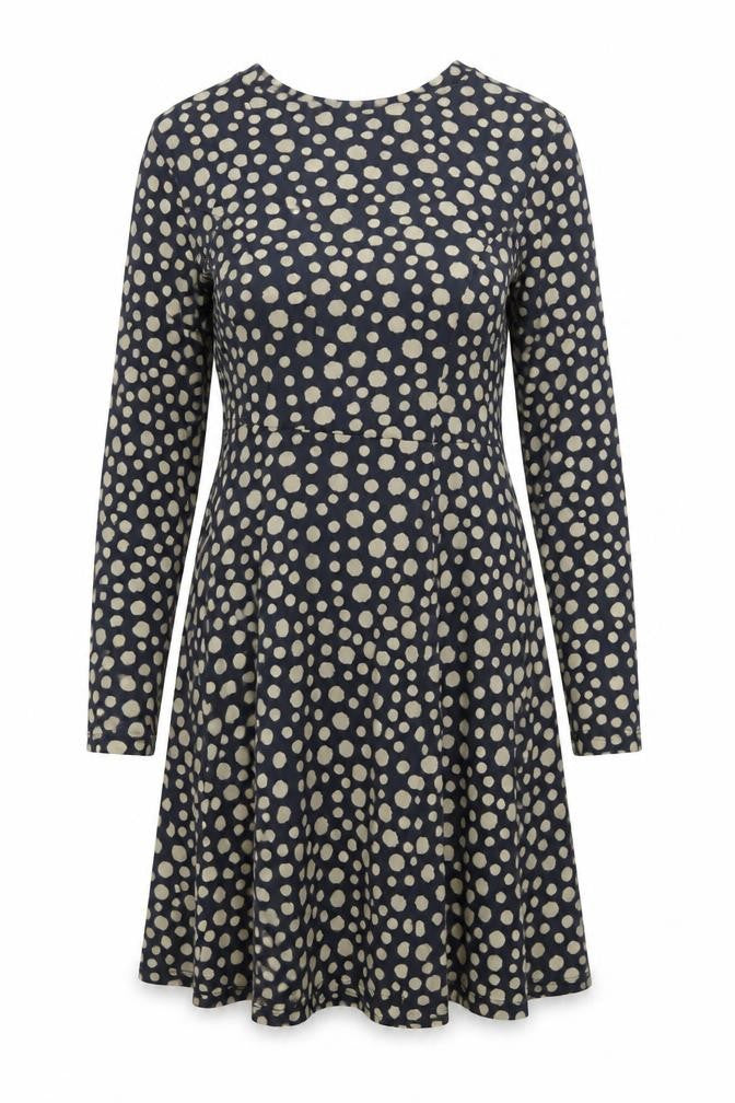 Primark Womens Black Polka Dot Polyester Trapeze & Swing Size 10 Round Neck Pullover