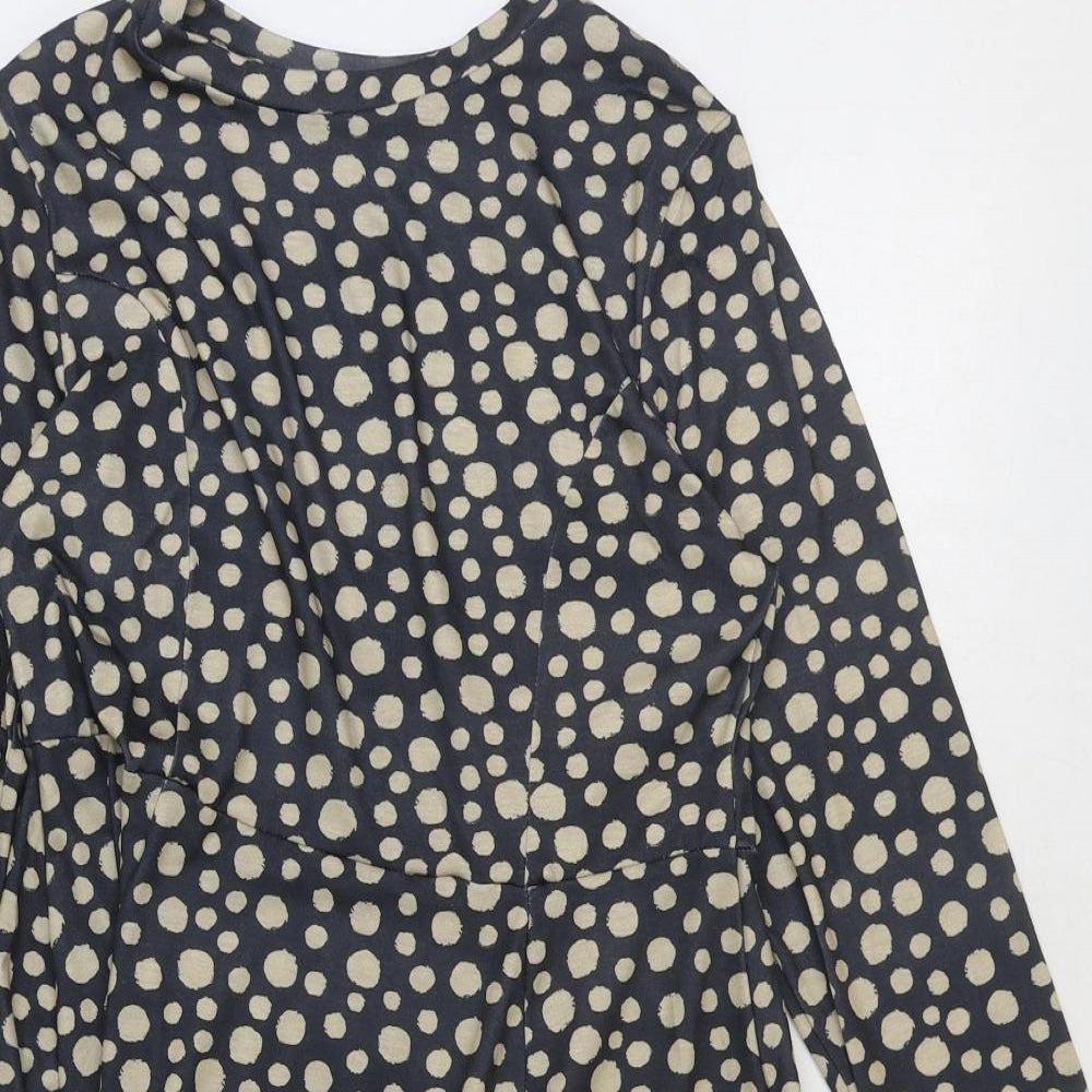 Primark Womens Black Polka Dot Polyester Trapeze & Swing Size 10 Round Neck Pullover