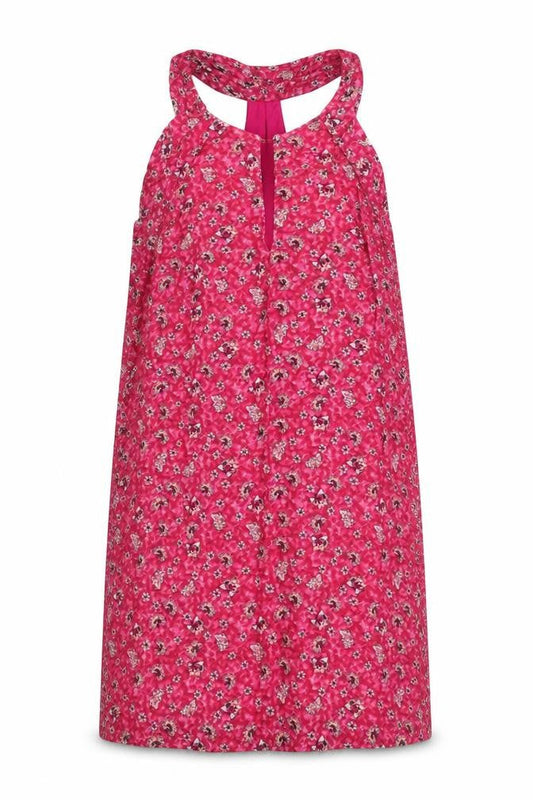 Mango Womens Pink Floral Polyester A-Line Size S Round Neck Button