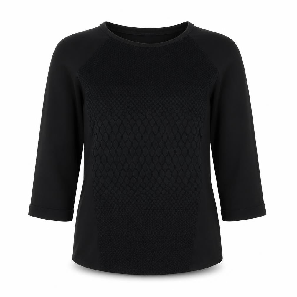 Divided by H&M Womens Black Geometric Polyester Basic Blouse Size 6 Boat Neck