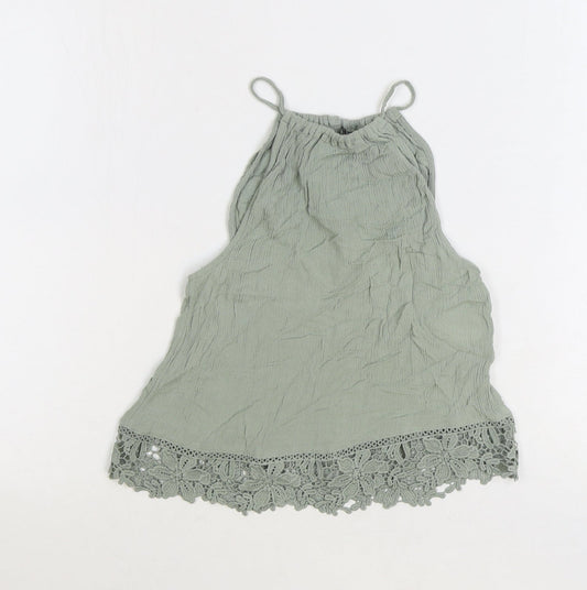 Divided by H&M Womens Green Viscose Basic Tank Size 6 Scoop Neck - Crochet