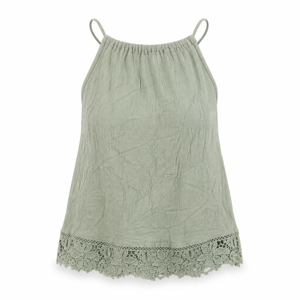 Divided by H&M Womens Green Viscose Basic Tank Size 6 Scoop Neck - Crochet