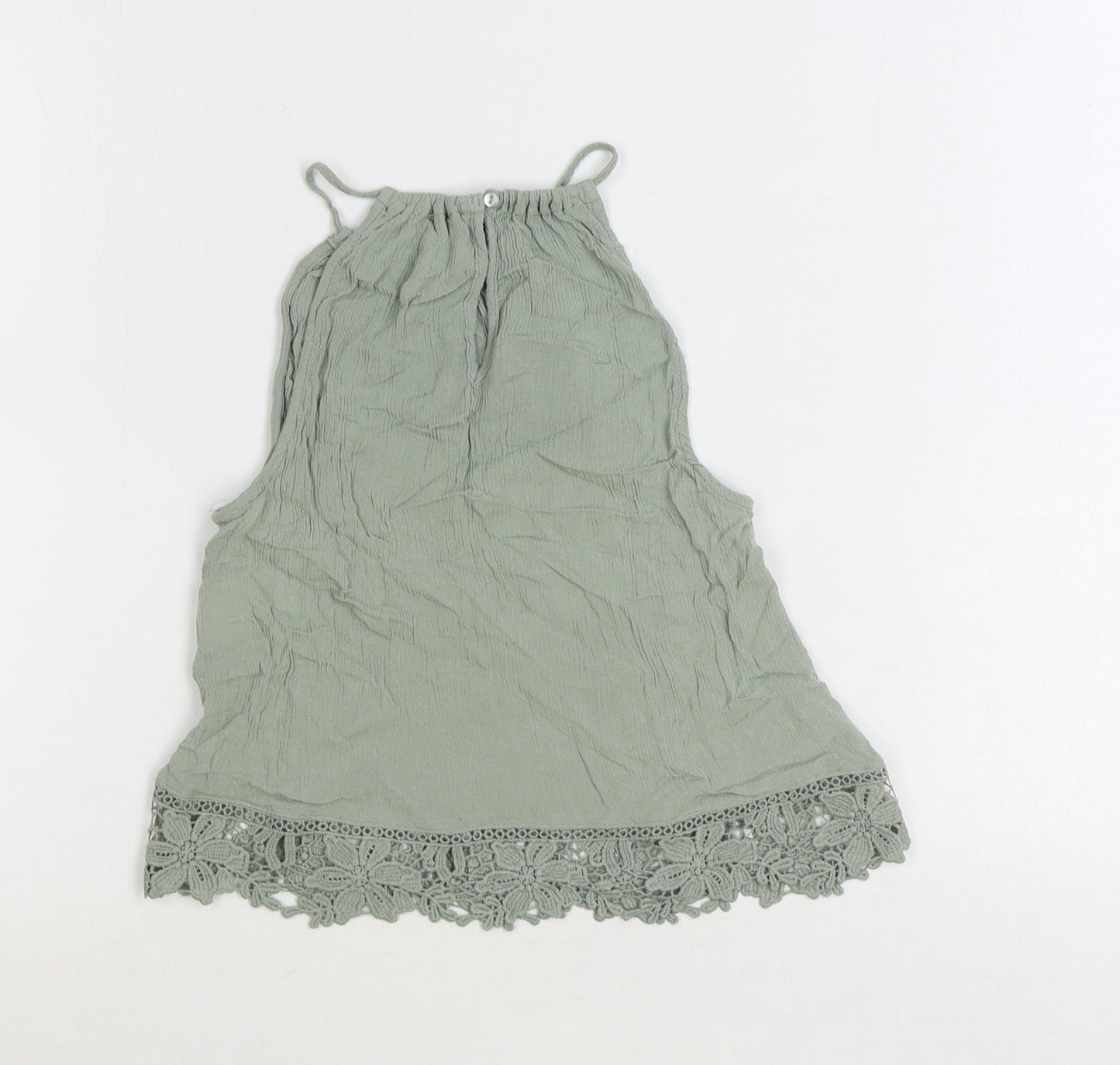 Divided by H&M Womens Green Viscose Basic Tank Size 6 Scoop Neck - Crochet