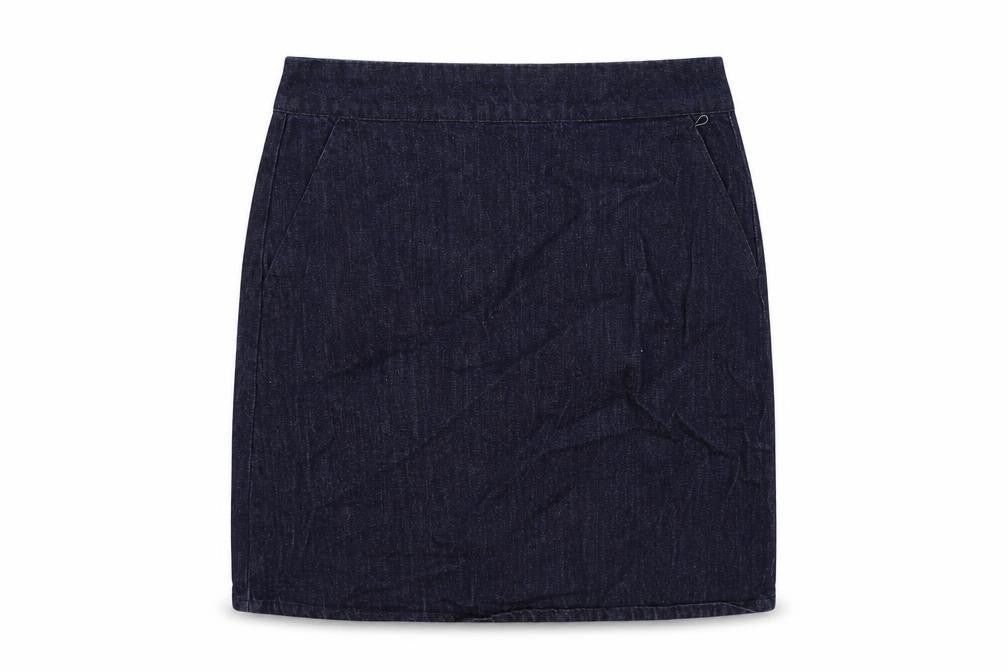Warehouse Womens Blue Cotton Straight & Pencil Skirt Size 10 Zip