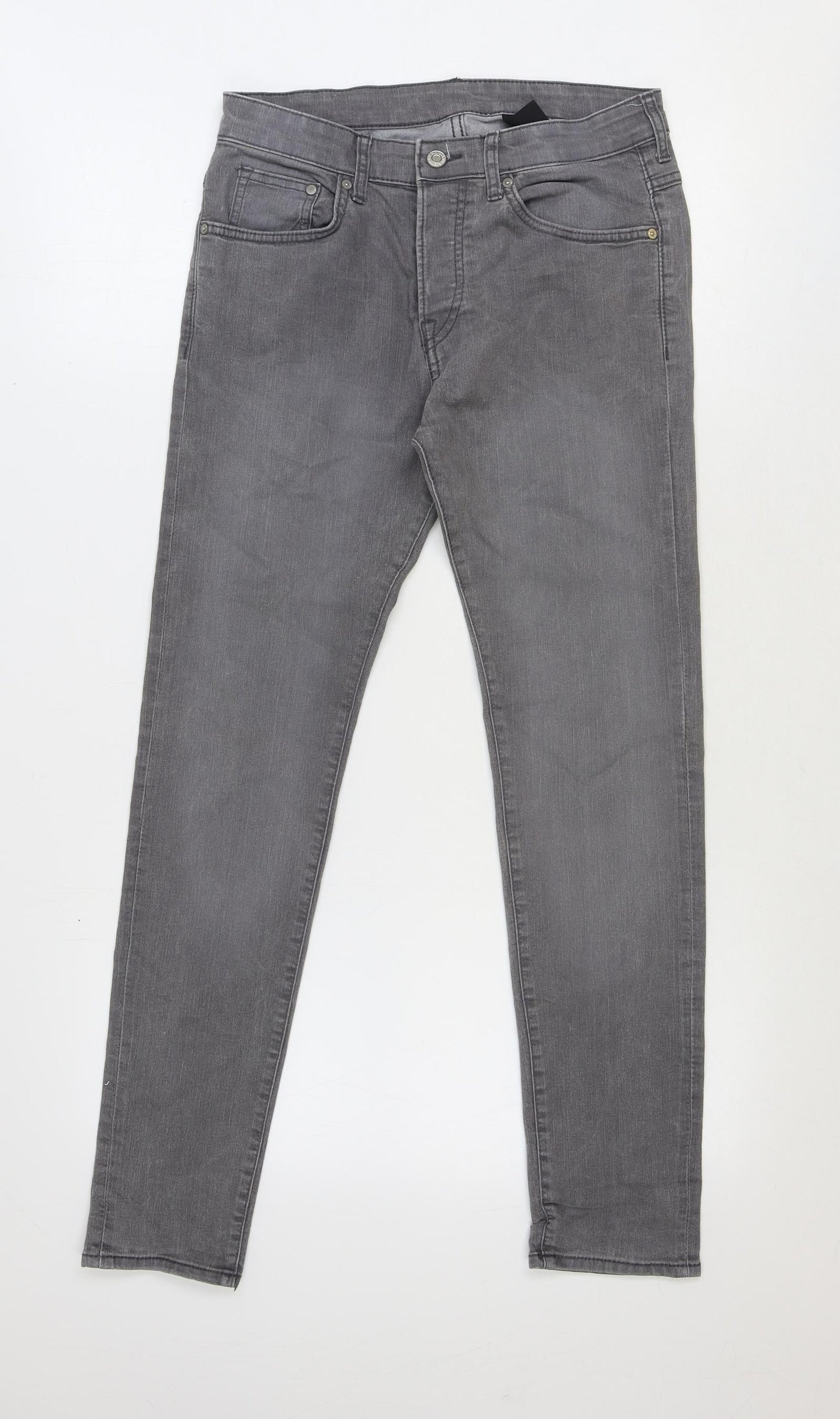 Preworn Mens Blue Cotton Skinny Jeans Size 30 in Slim Button