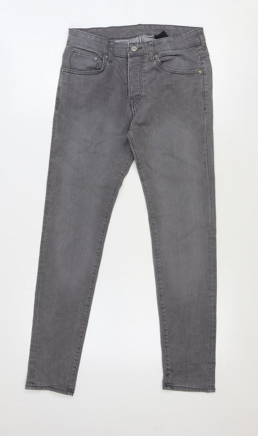 Preworn Mens Blue Cotton Skinny Jeans Size 30 in Slim Button