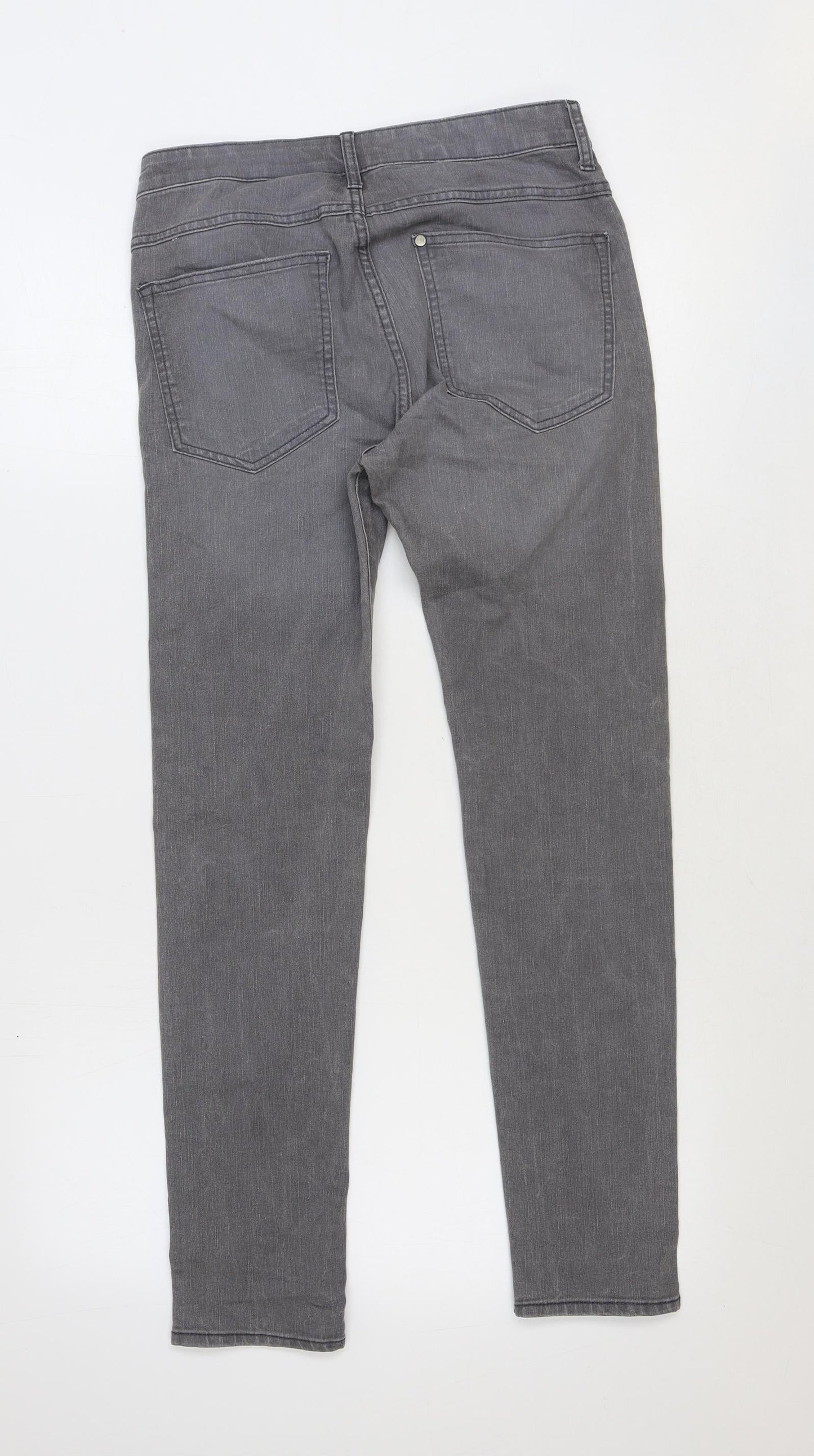 Preworn Mens Blue Cotton Skinny Jeans Size 30 in Slim Button