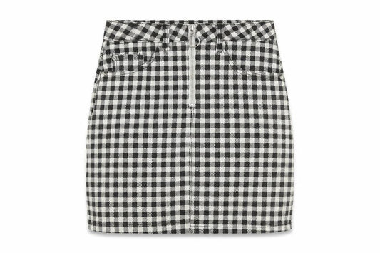Denim & Co. Womens Black Check Cotton Straight & Pencil Skirt Size 8 Zip