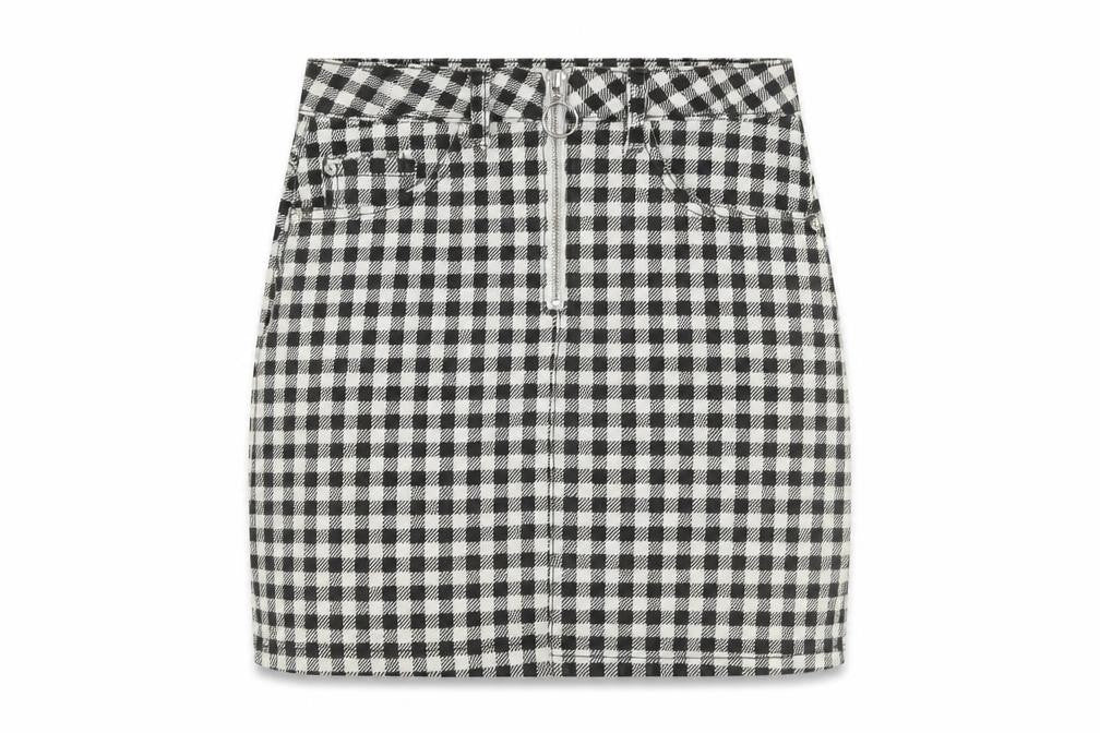 Denim & Co. Womens Black Check Cotton Straight & Pencil Skirt Size 8 Zip