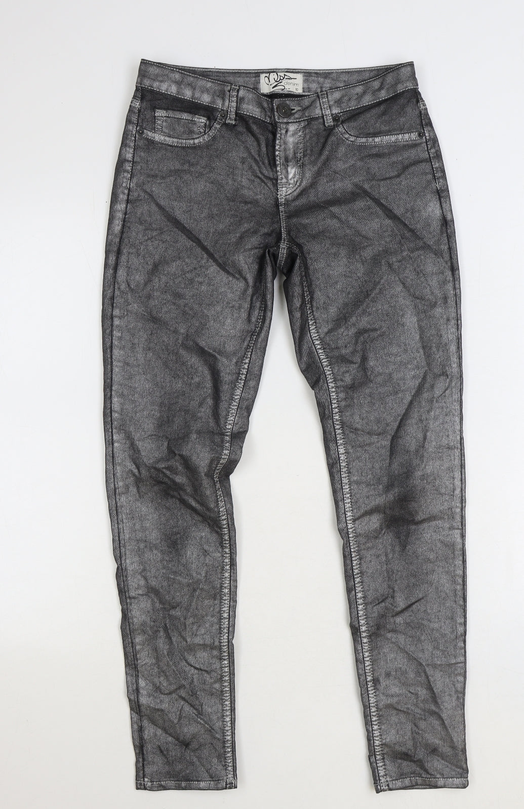 Miss Denim Womens Grey Cotton Skinny Jeans Size 10 Regular Zip