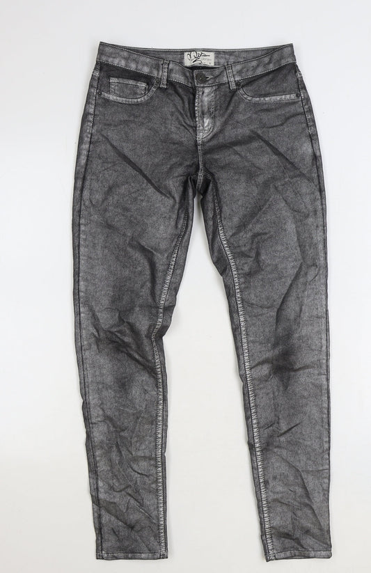 Miss Denim Womens Grey Cotton Skinny Jeans Size 10 Regular Zip