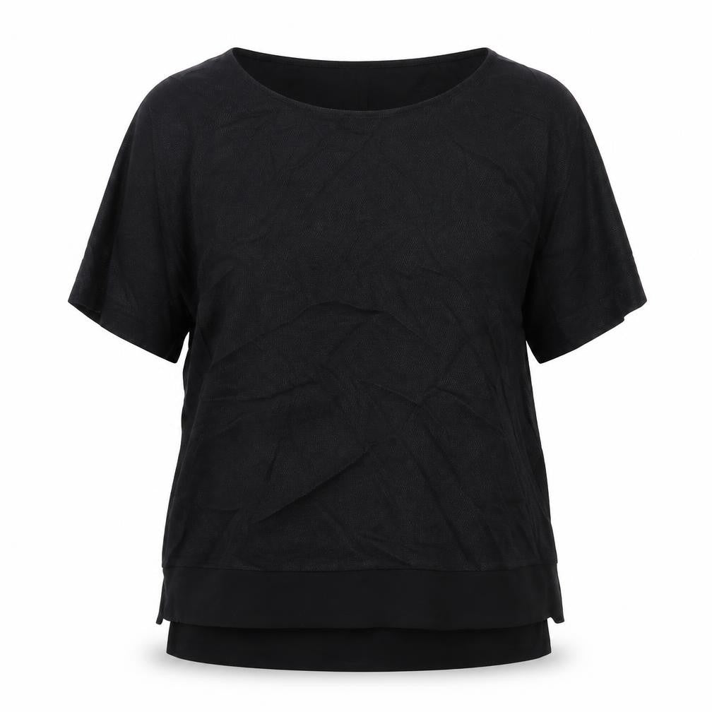 River Island Womens Black Polyester Basic T-Shirt Size 8 Scoop Neck - Chiffon Hem