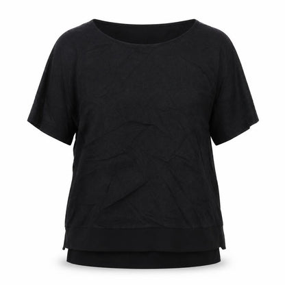 River Island Womens Black Polyester Basic T-Shirt Size 8 Scoop Neck - Chiffon Hem