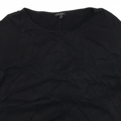 River Island Womens Black Polyester Basic T-Shirt Size 8 Scoop Neck - Chiffon Hem