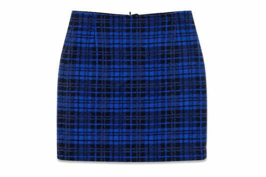 MICHELE Womens Blue Plaid Polyester Straight & Pencil Skirt Size 8 Zip