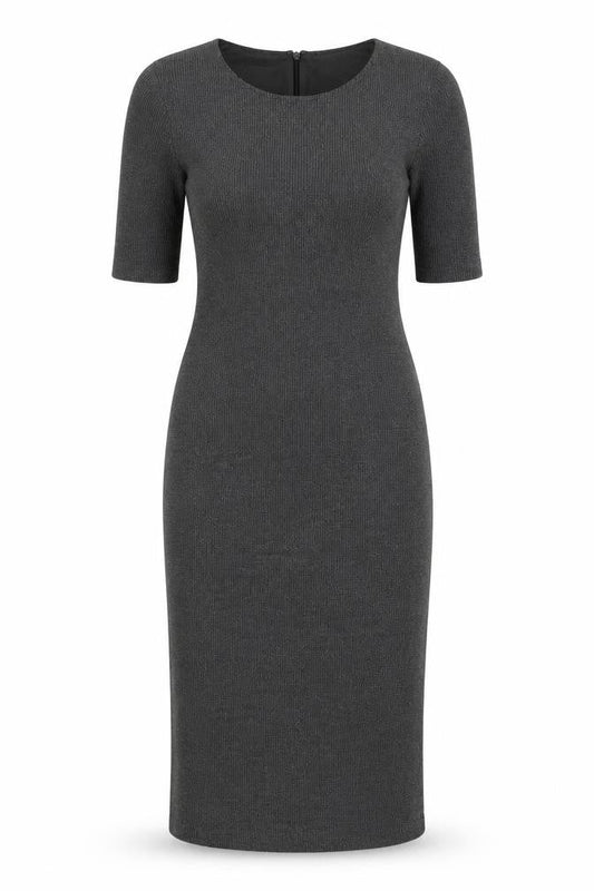 Mango Womens Grey Polyester Bodycon Size XS Round Neck Zip