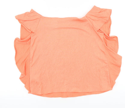 Marks & Spencer Womens Orange Polyester Basic Blouse Size 12 Boat Neck