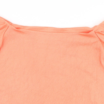 Marks & Spencer Womens Orange Polyester Basic Blouse Size 12 Boat Neck