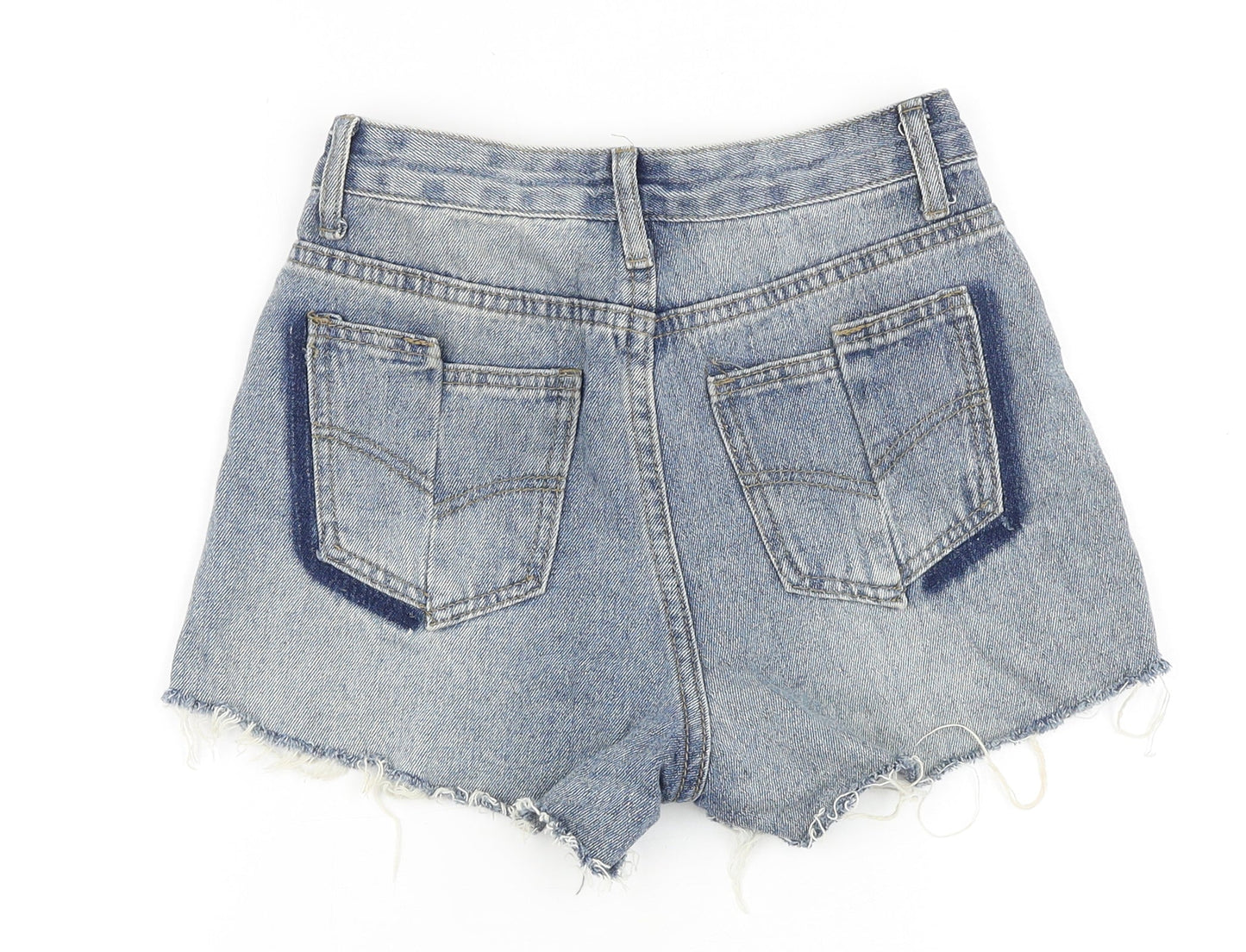 Preworn Womens Blue 100% Cotton Boyfriend Shorts Size S Regular Zip