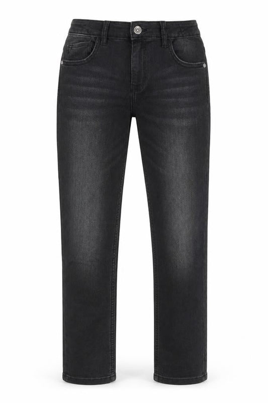 Marks & Spencer Girls Black Cotton Straight Jeans Size 10-11 Years Slim Zip