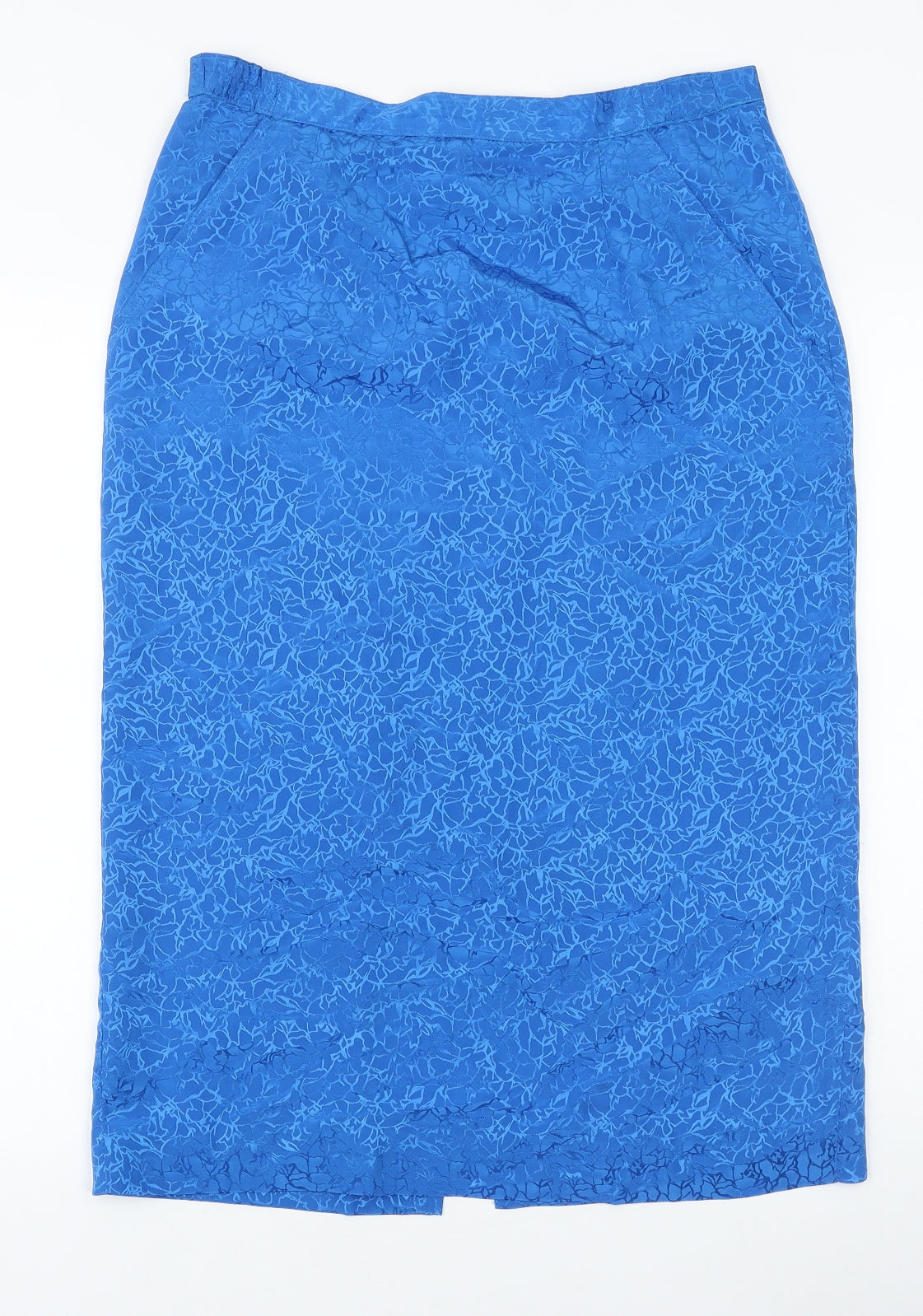 Preworn Womens Blue Geometric Polyester Straight & Pencil Skirt Size 10 Zip