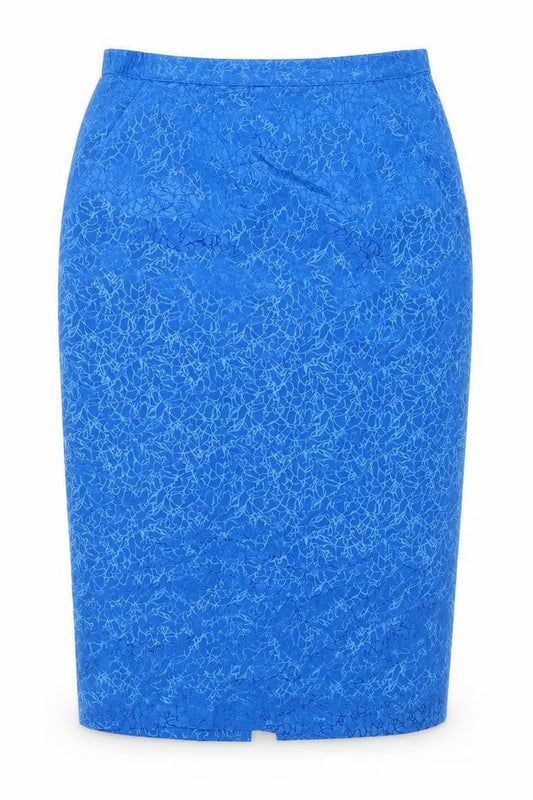 Preworn Womens Blue Geometric Polyester Straight & Pencil Skirt Size 10 Zip