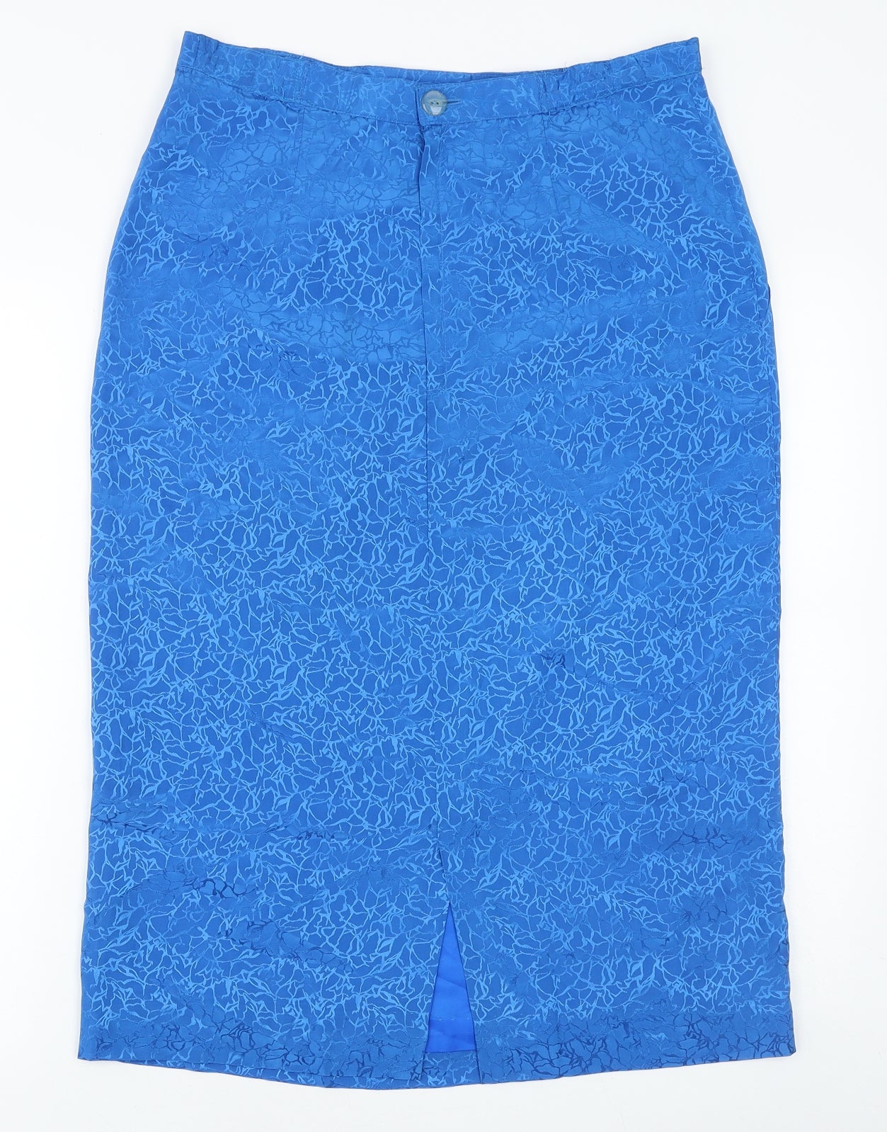 Preworn Womens Blue Geometric Polyester Straight & Pencil Skirt Size 10 Zip
