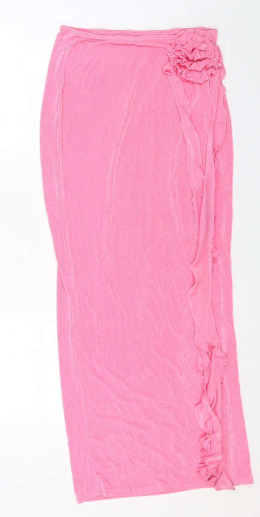 Ego Womens Pink Polyester Wrap Skirt Size L - Flower Detail