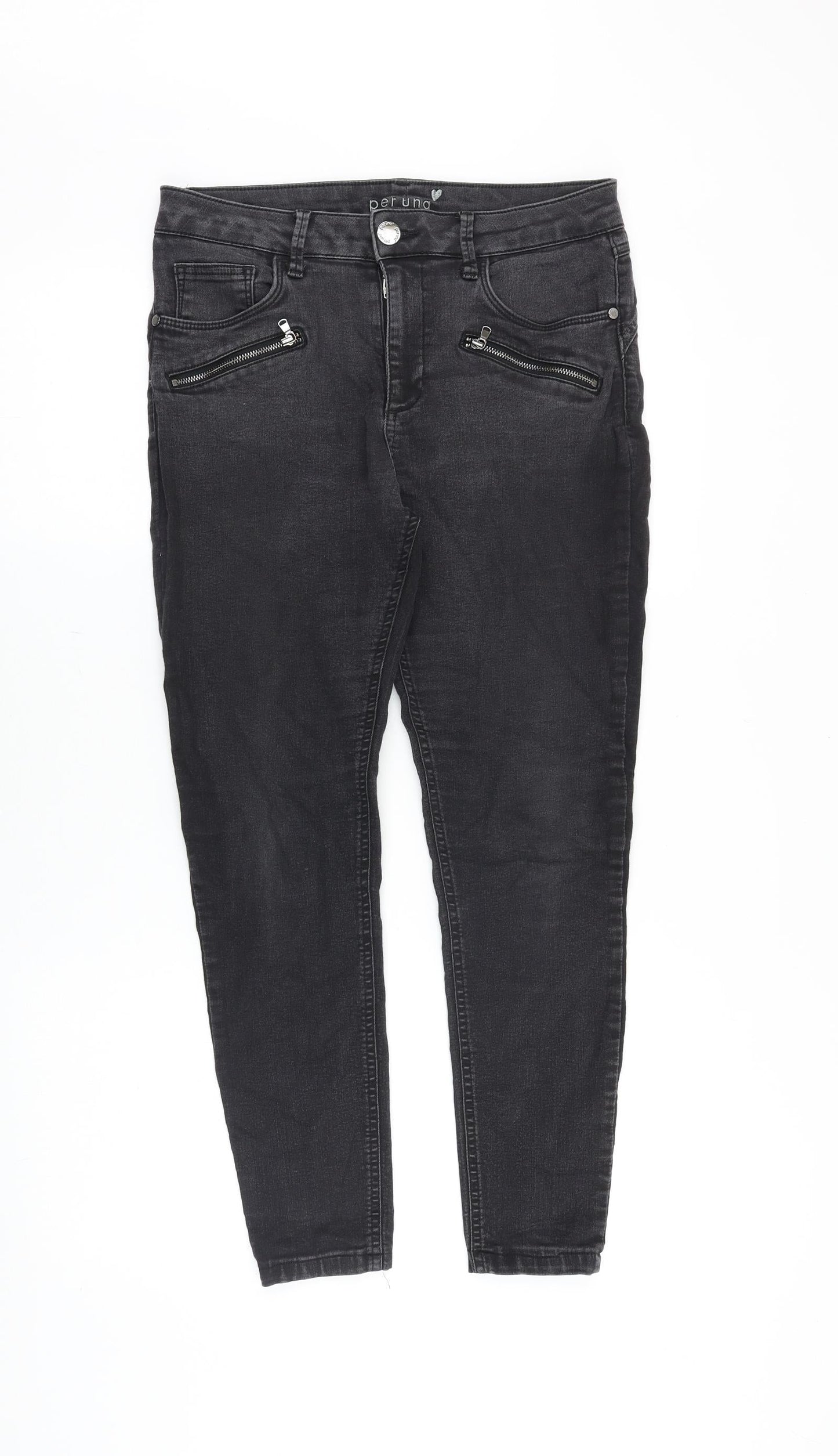 Marks and Spencer Womens Black Cotton Skinny Jeans Size 30 in Slim Zip