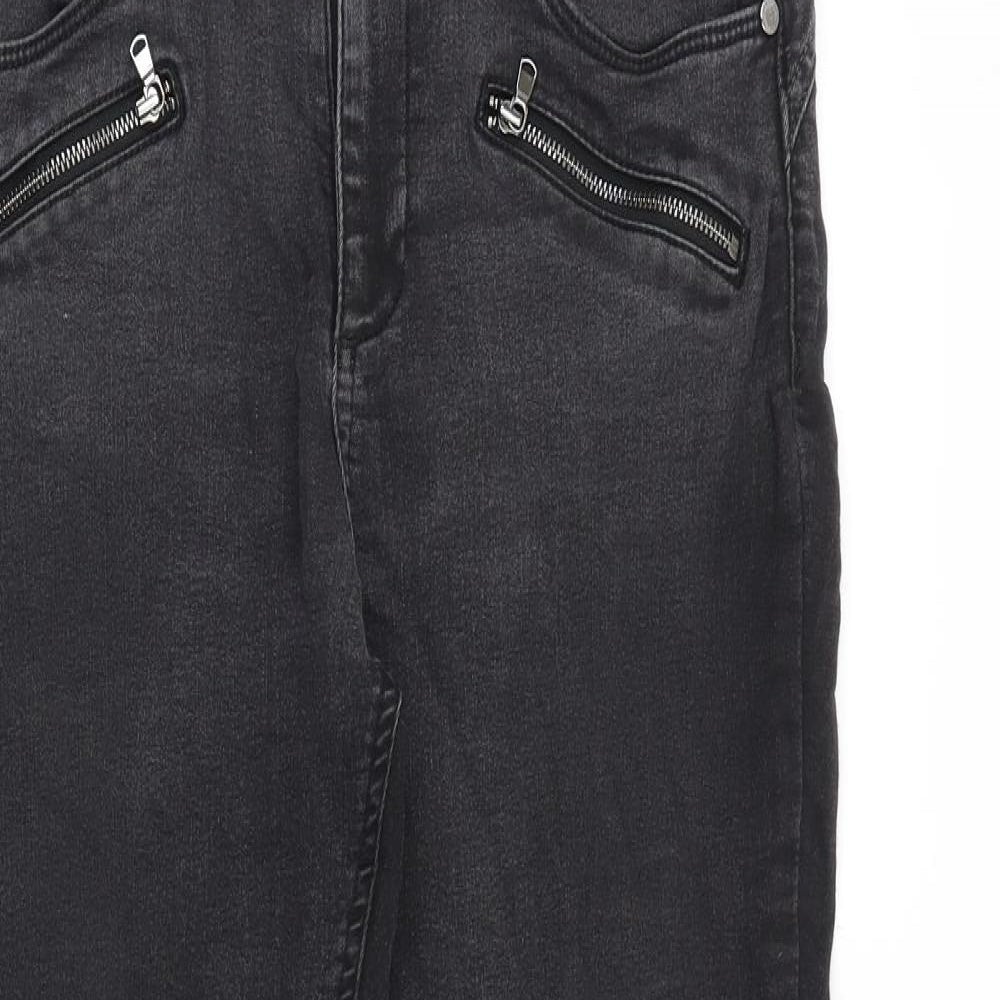 Marks and Spencer Womens Black Cotton Skinny Jeans Size 30 in Slim Zip