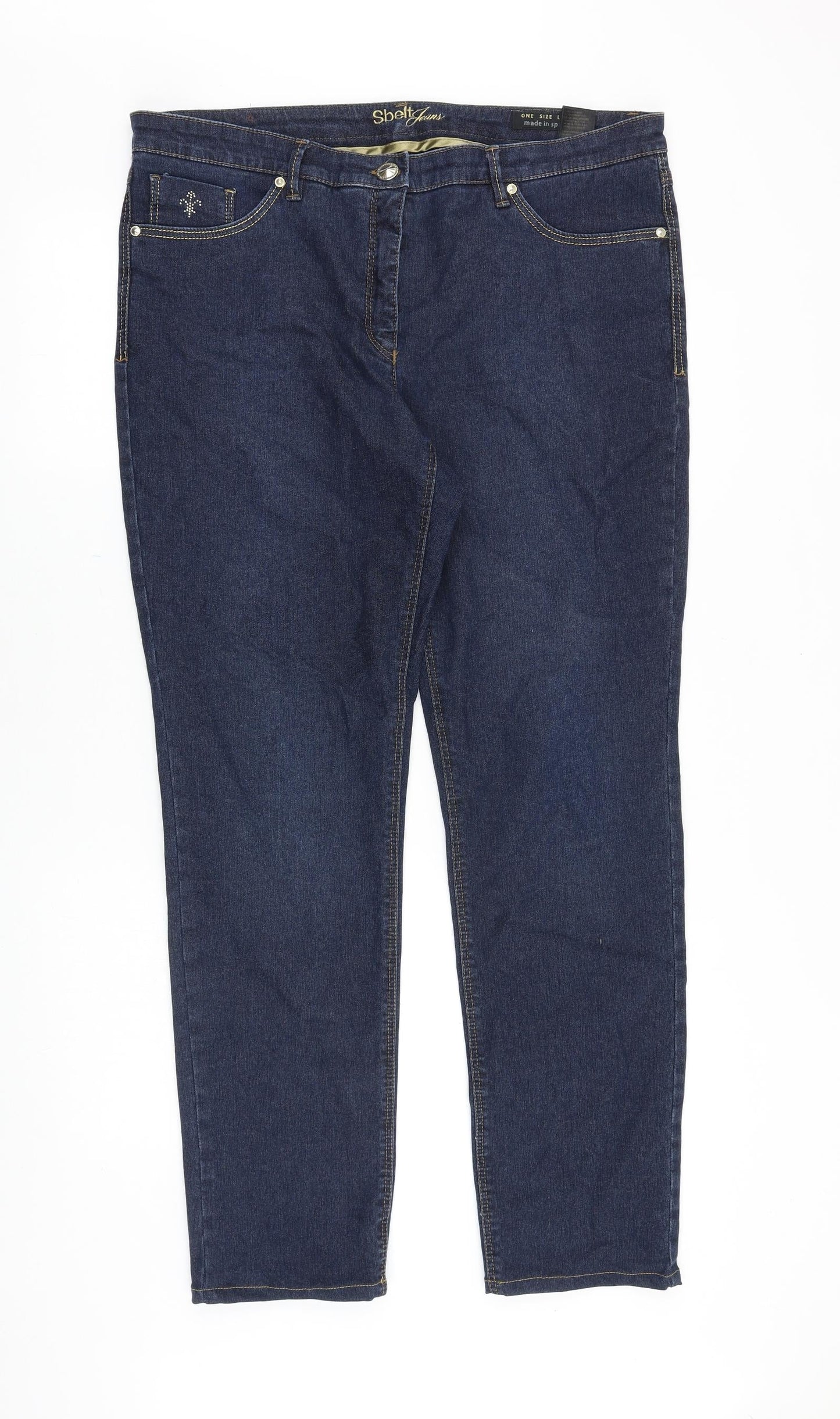 Sbelt Jeans Womens Blue Cotton Straight Jeans Size 38 in Regular Zip