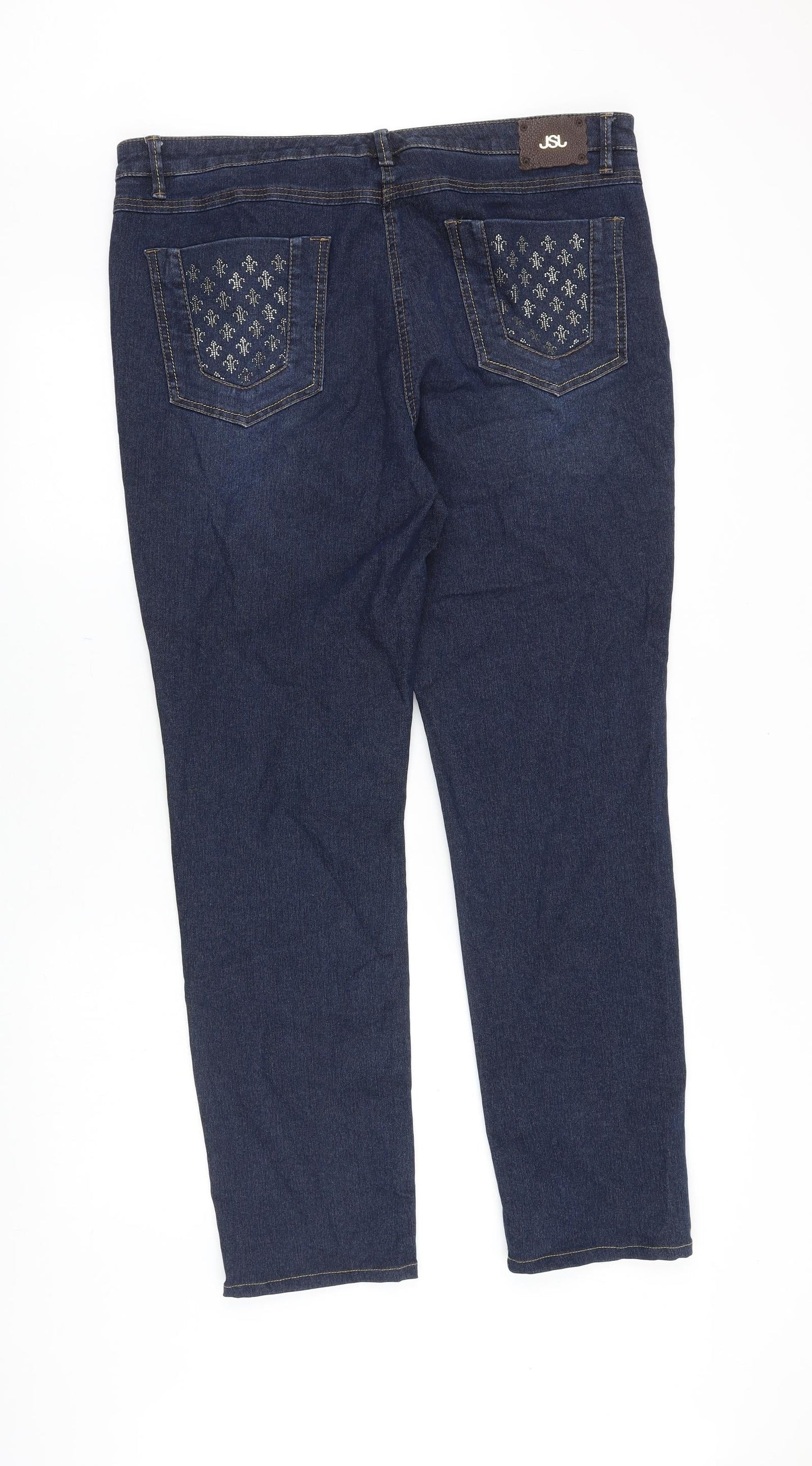Sbelt Jeans Womens Blue Cotton Straight Jeans Size 38 in Regular Zip