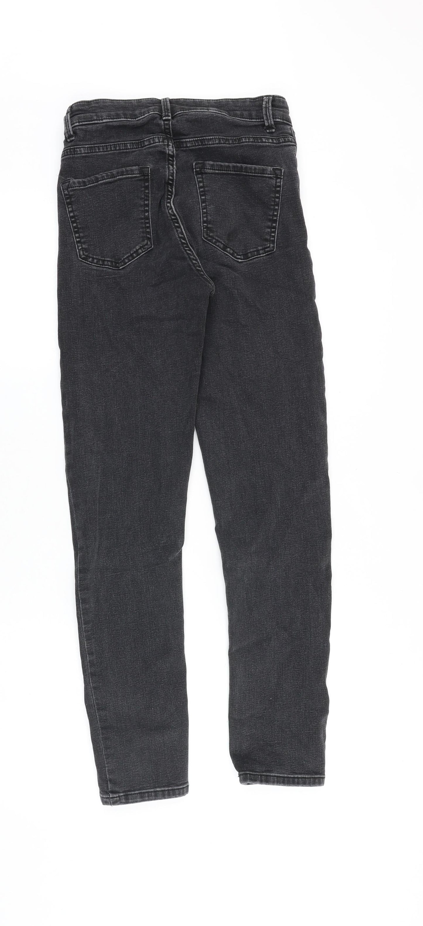 Marks and Spencer Womens Black Cotton Skinny Jeans Size 8 Slim Zip