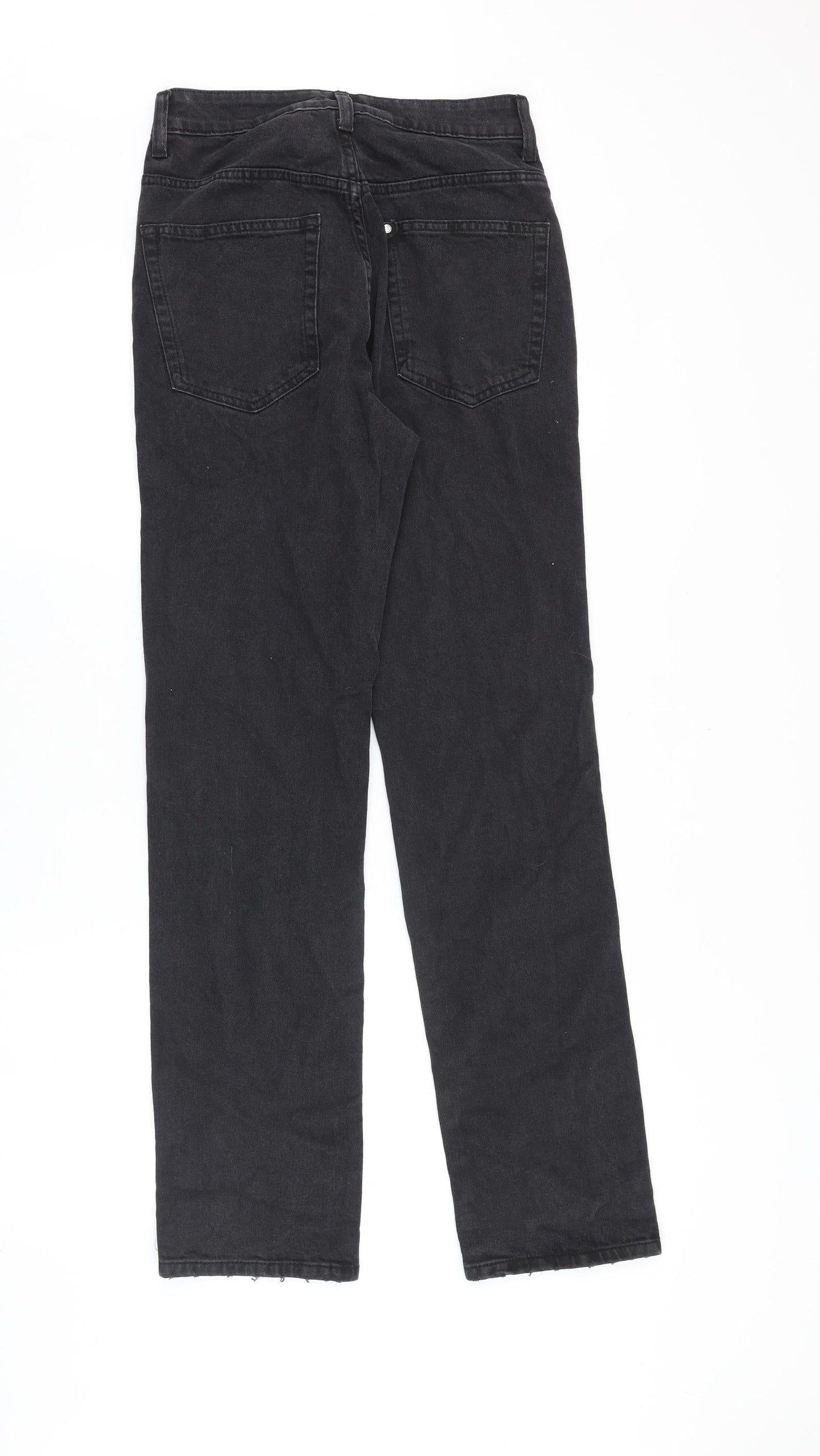 Denim & Co. Womens Black Cotton Straight Jeans Size 6 Regular Zip