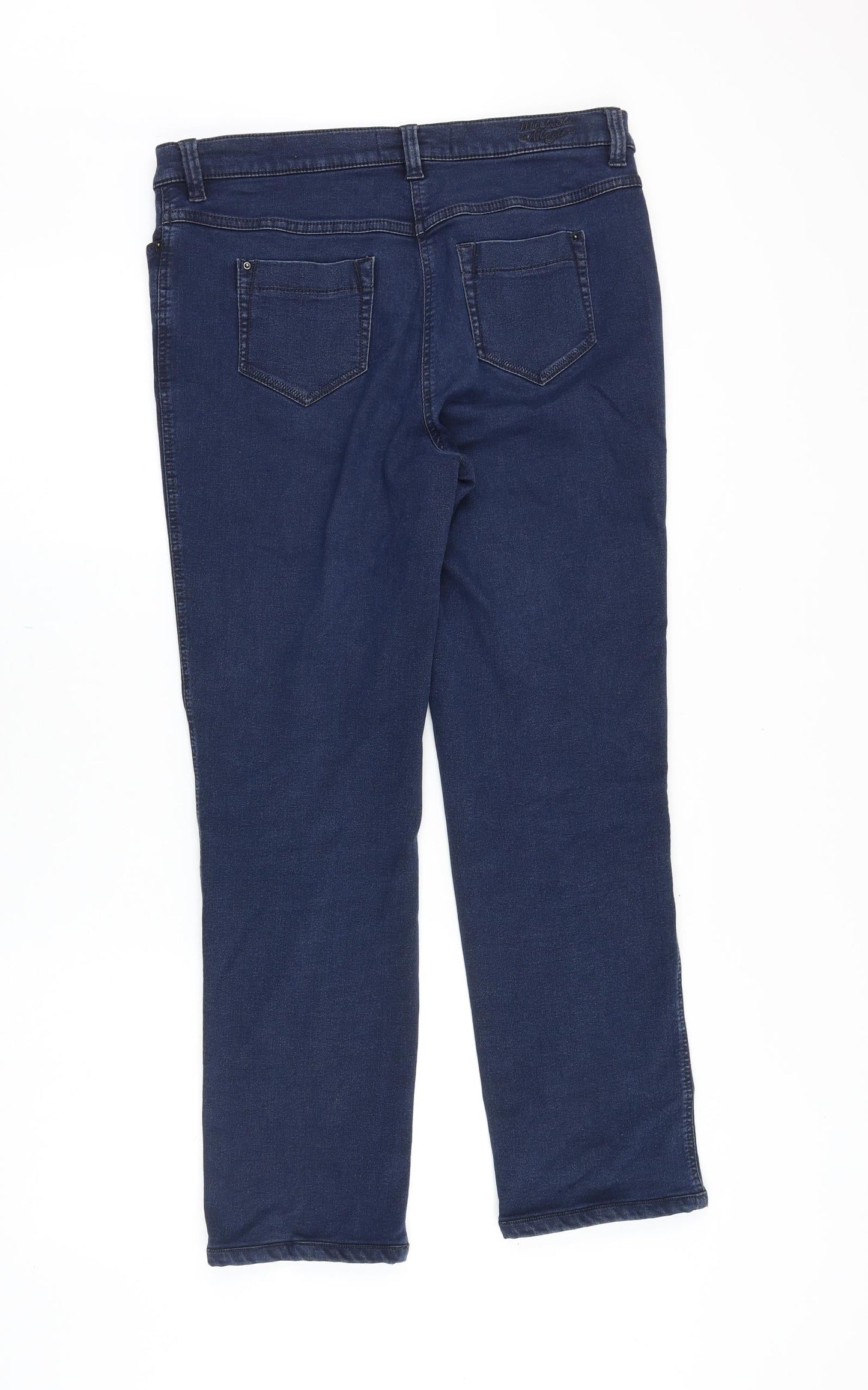 Preworn Womens Blue Cotton Straight Jeans Size 34 in Regular Zip