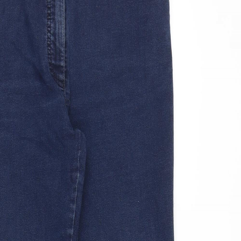 Preworn Womens Blue Cotton Straight Jeans Size 34 in Regular Zip