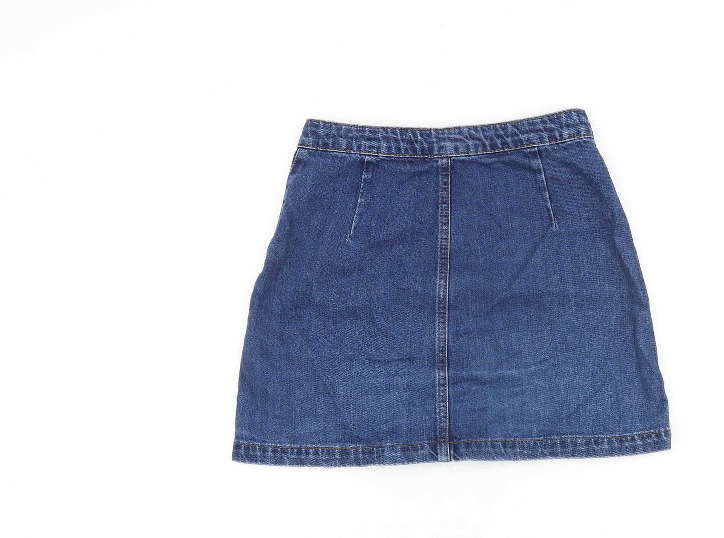 Topshop Womens Blue Cotton Straight & Pencil Skirt Size 26 in Button