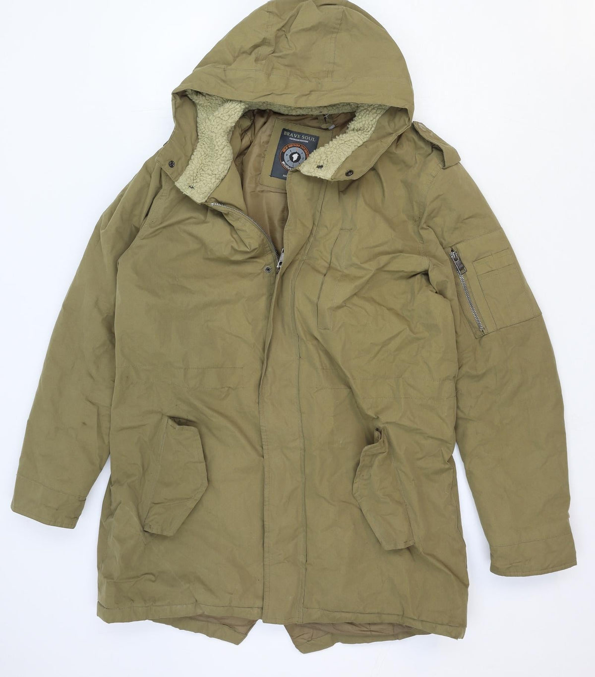 Brave Soul Womens Brown Jacket Size M Zip - Hooded