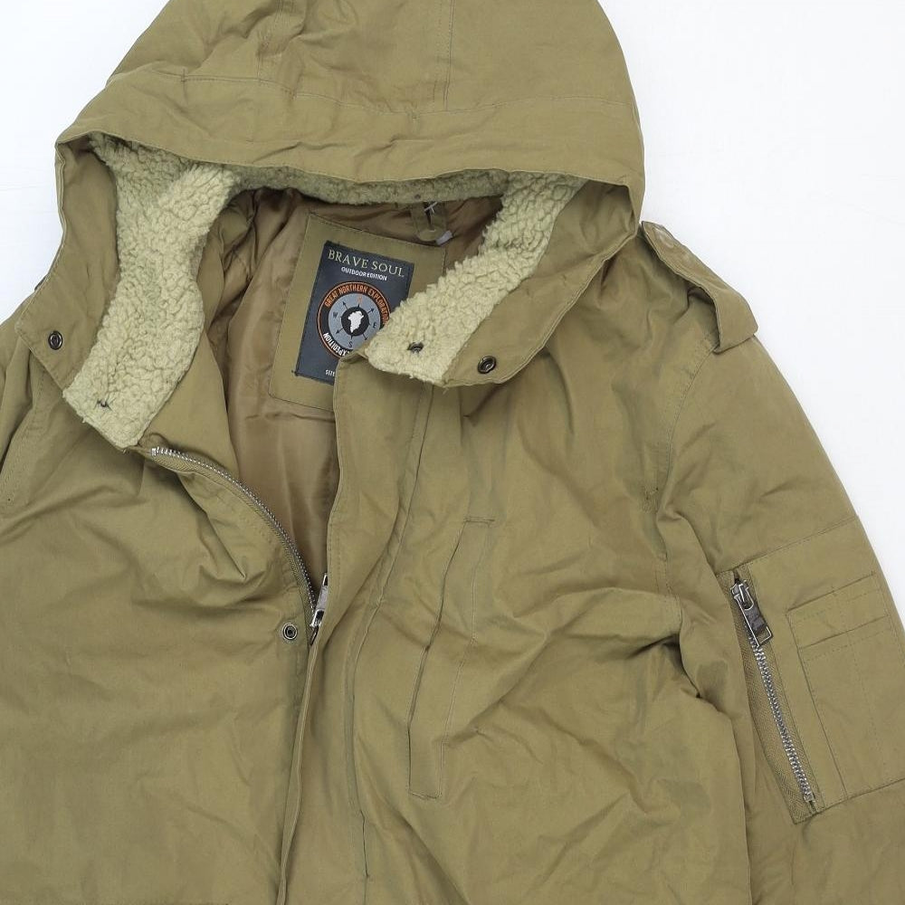 Brave Soul Womens Brown Jacket Size M Zip - Hooded
